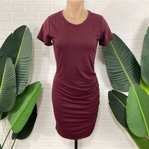 Axis burgundy red ruched dress